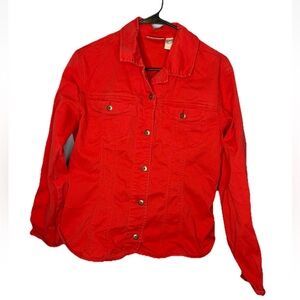 Chicos Design Woman’s Jean Jacket Button Down Size 1 Medium